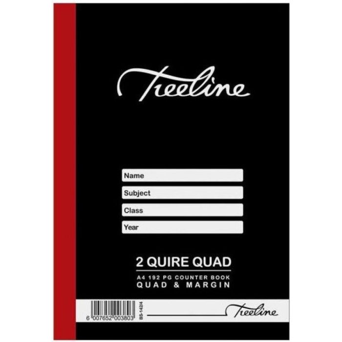 TREELINE A4 Counter Book 2 Quire Quad and Margin 192 Pages
